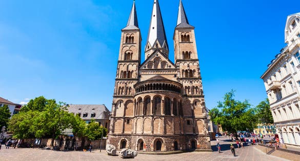 photo of view  of  Bonn Minster cathedral or Bonner Munster is the oldest roman catholic church in Bonn, Germany