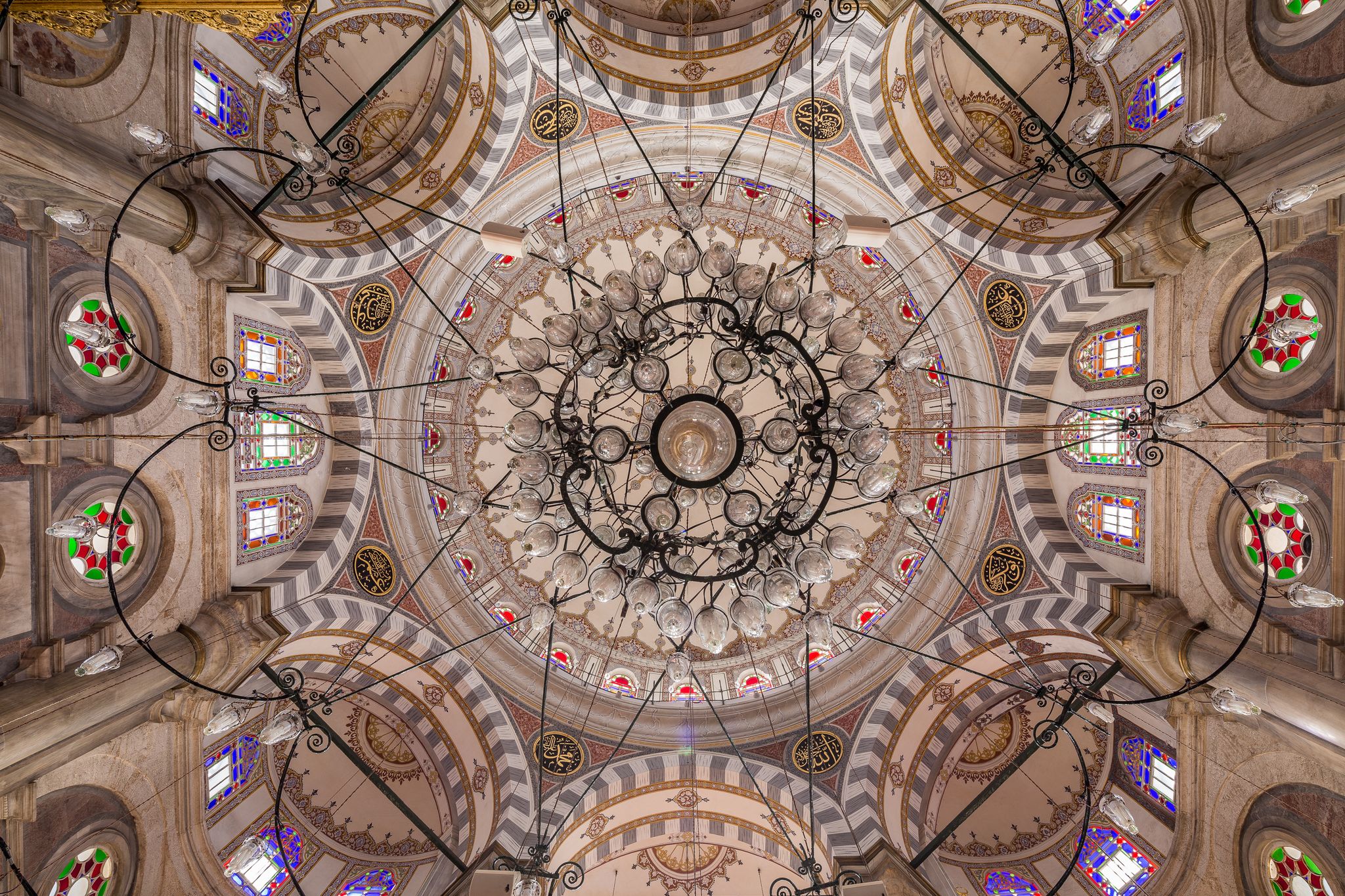 photo of the ceiling inside Laleli Mosque in Istanbul, Turkey.