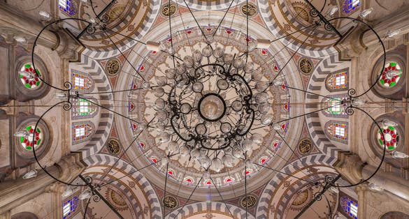 photo of the ceiling inside Laleli Mosque in Istanbul, Turkey.