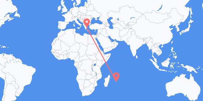 frá Máritíus til Grikklands