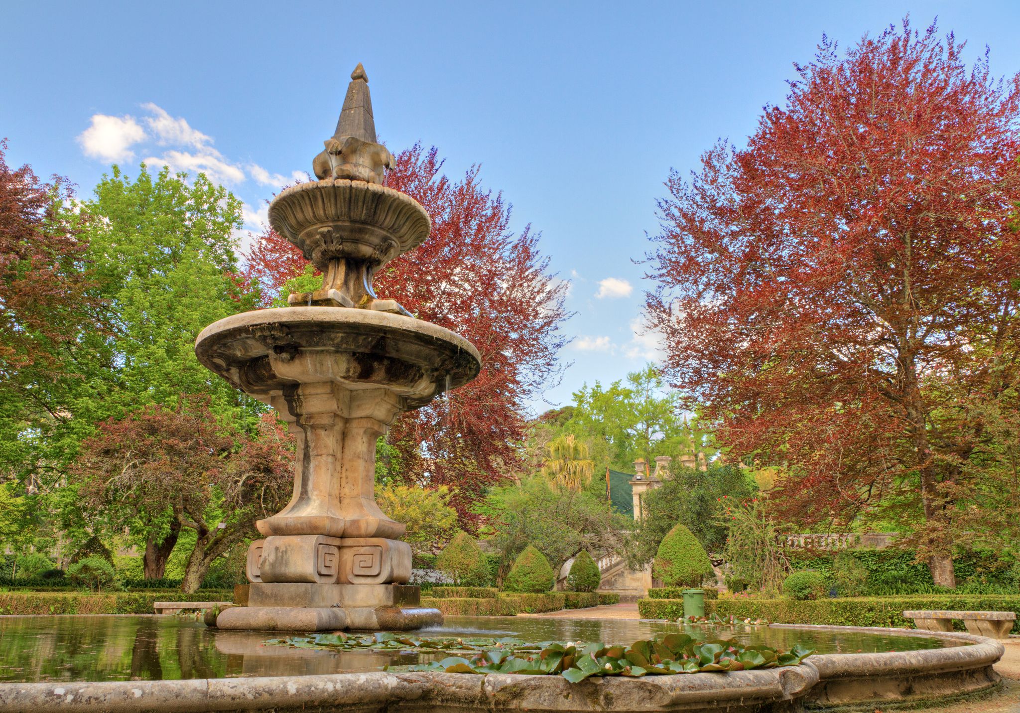 Botanical Garden of the University of Coimbra with fountain, Portugal