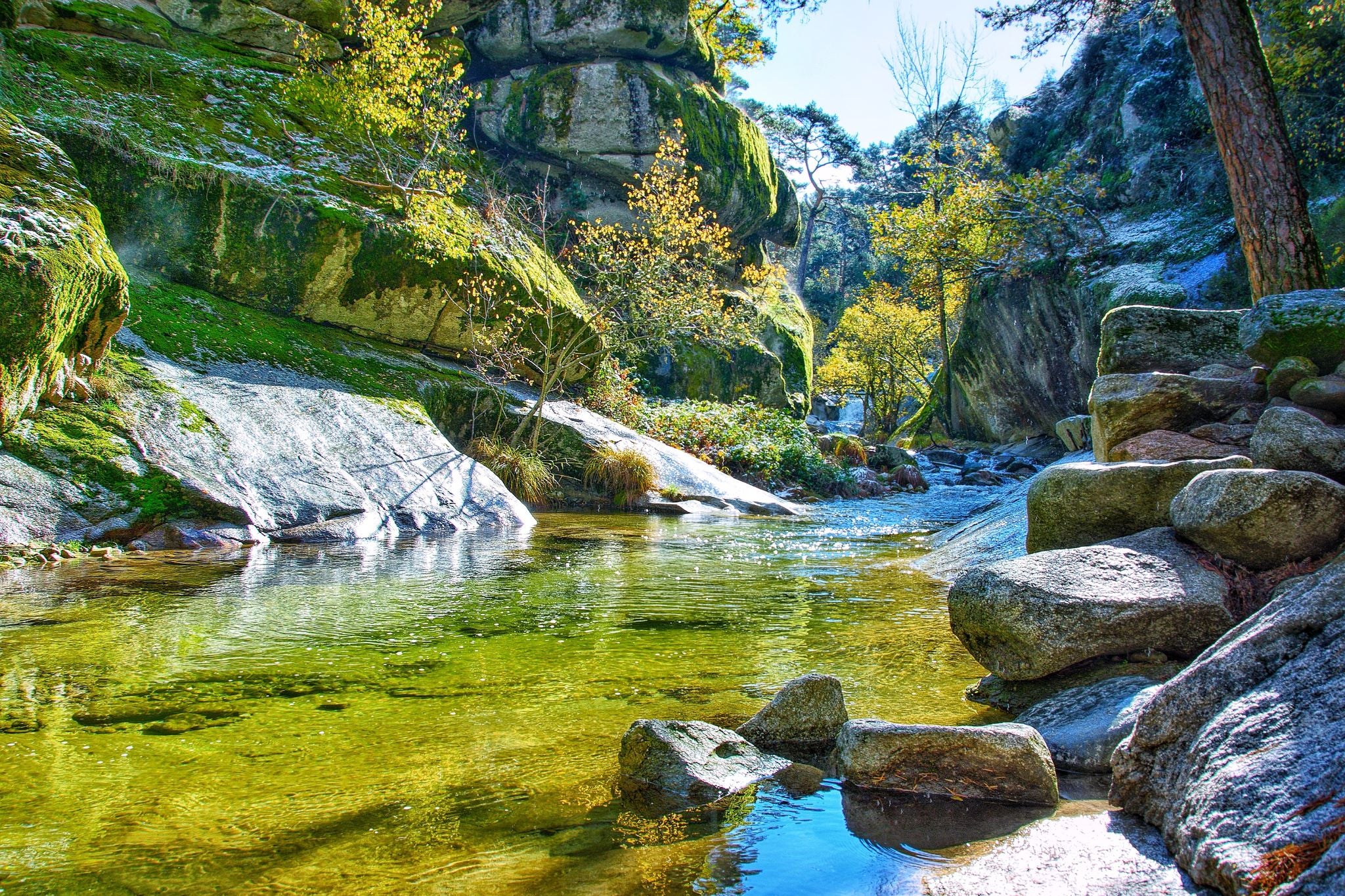 photo of  view of The Eresma River as it passes through the area of La Boca del Asno, in the Royal Site of San Ildefonso, Segovia (Spain).