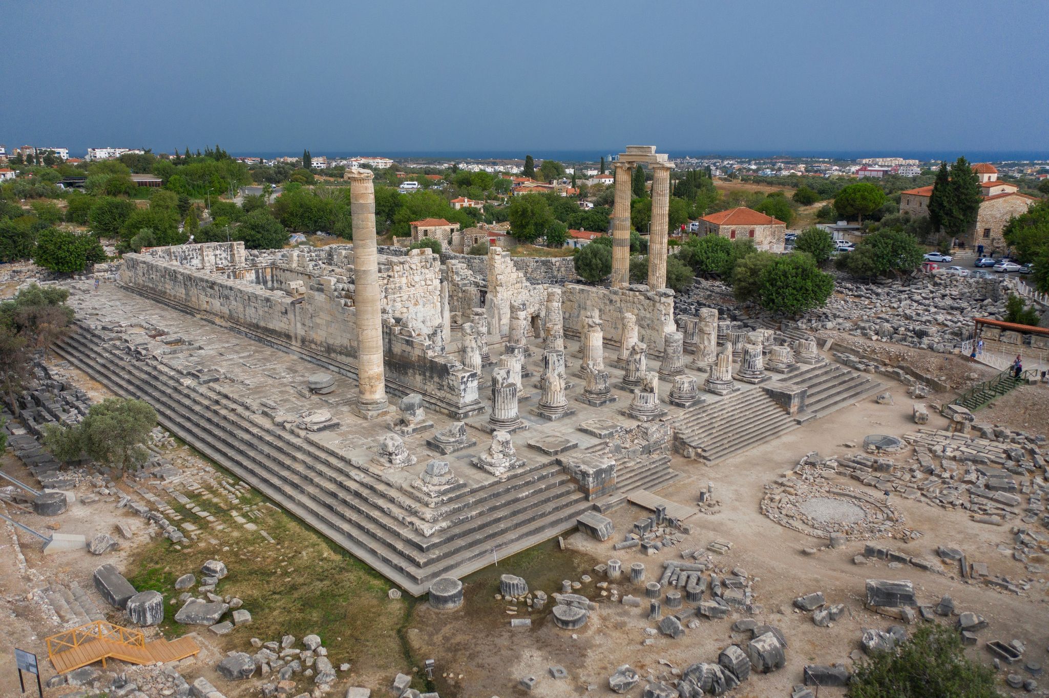photo of aerial view of the Temple of Apollo at Didyma, Aydin Province, Turkey.