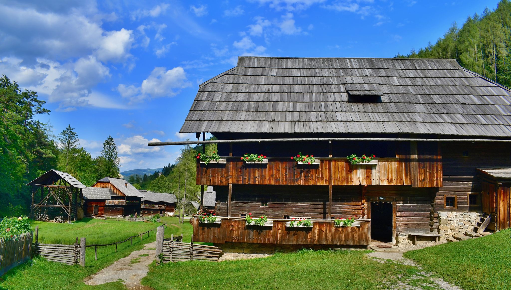 historic houses, Austrian open-air museum Stübing, Austria
