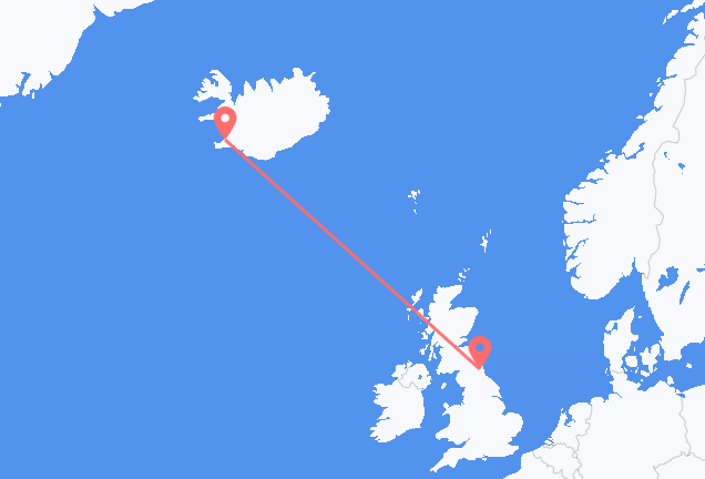 Reykjavík to Newcastle upon Tyne