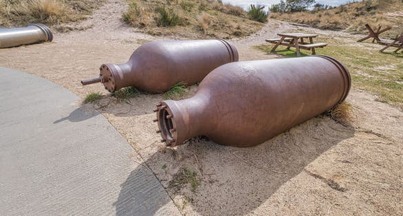Photo of Tirpitz bunker and warfare museum grenades in Blaavand, Denmark.