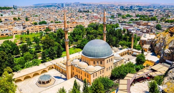 Photo of the skyline of Sanliurfa as viewed from the castle, Turkey.