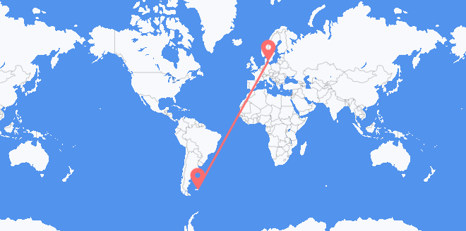 frá Falklandseyjum til Danmerkur