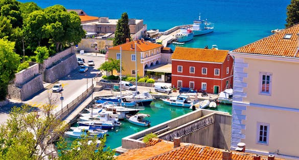 Photo of aerial view of famous Fosa harbor in Zadar, Croatia.
