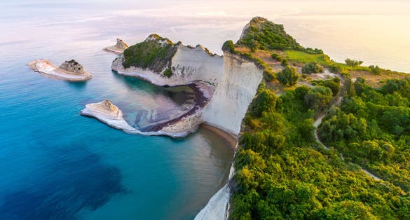 Photo of beautiful view of Cape Drastis in the island of Corfu in Greece.
