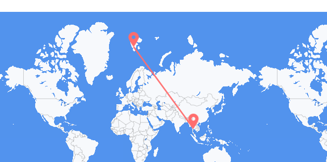泰国 飞往斯瓦尔巴群岛和扬马延岛