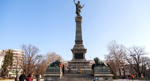 RUSE, BULGARIA - Monument of Freedom at the center of city of Ruse, Bulgaria