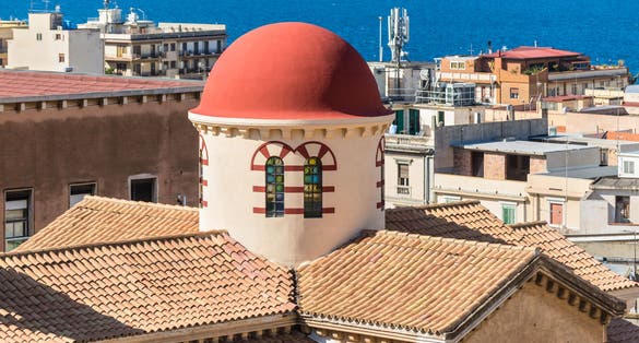 View of the roof of the church Chiesa degli Ottimati, also called Santa Maria Annunziata, is a Roman Catholic church in Reggio Calabria, Italy.