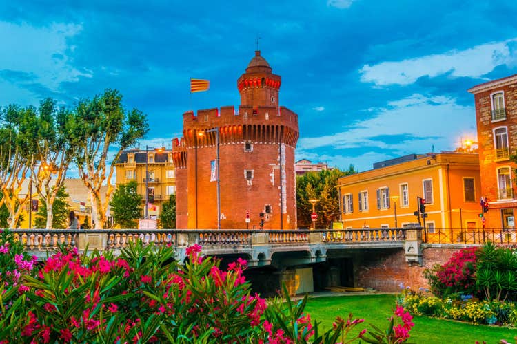 Photo of Castillet tower hosting a museum of history and culture in Perpignan, France.