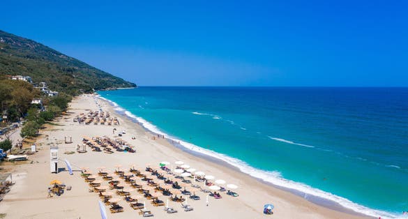 photo of view Famous beach of Chorefto, Pelion, Greece.