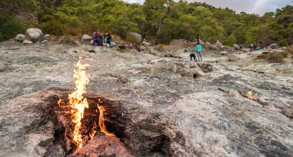 photo of people visiting Mount Chimaera in Antalya, Turkey.