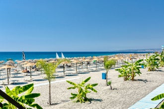 beach in Giardini Naxos, Naxos Beach hotel complex, Sicily