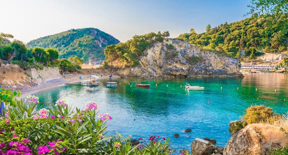 Photo of Paleokastritsa beach on Corfu island, Ionian archipelago, Greece.