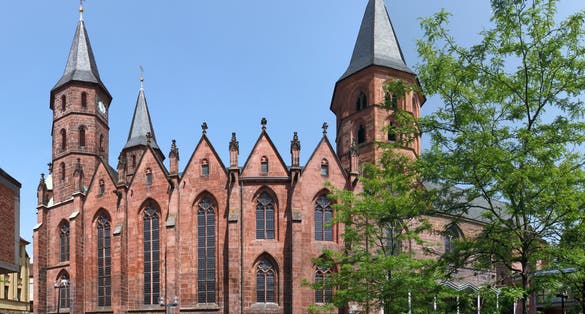 photo of view of Collegiate church in Kaiserslautern, Germany.