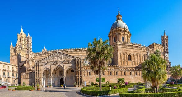 Photo of Palermo Cathedral in Palermo, Italy in a beautiful summer day.
