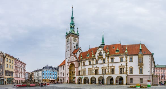 Photo of town Hall and astronomical clock of Olomouc, Czech Republic.