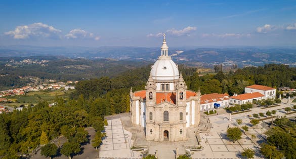 Sameiro Sanctuary drone aerial view in Braga, Portugal