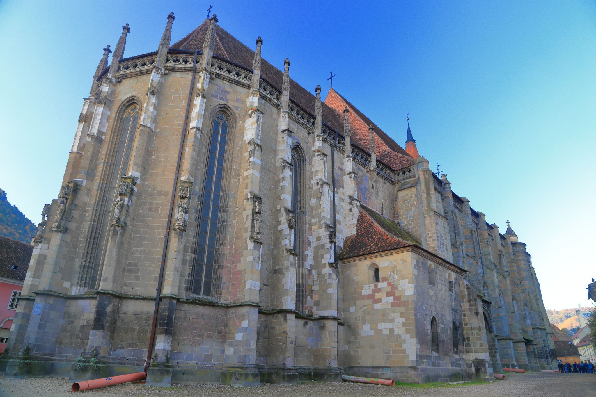 Photo of Gothic architecture of the Black Church (Biserica Neagra) in Brasov, Romania .
