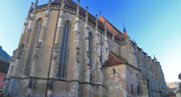Photo of Gothic architecture of the Black Church (Biserica Neagra) in Brasov, Romania .