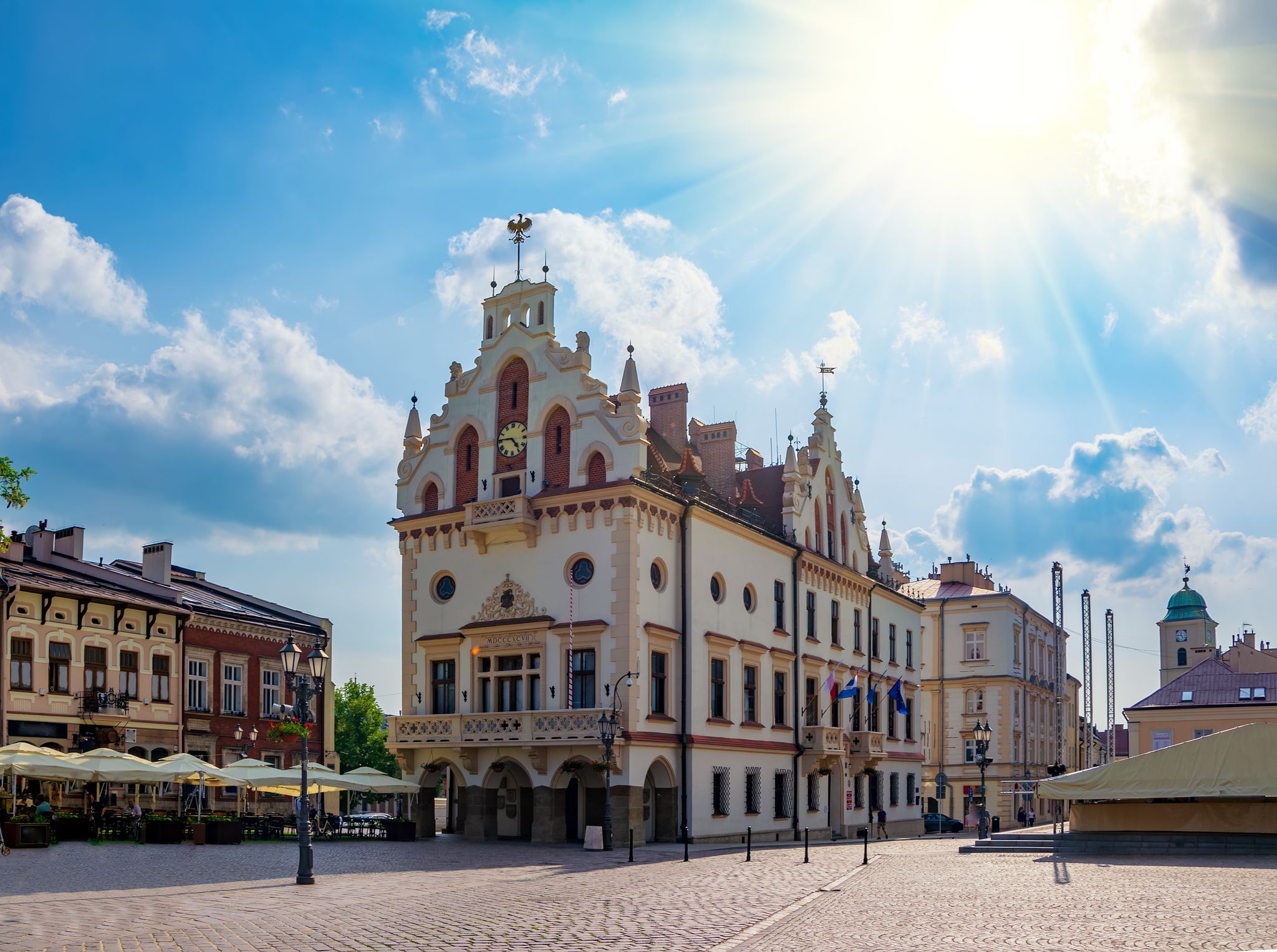 Photo of the beautiful old square in Rzeszow, Poland.