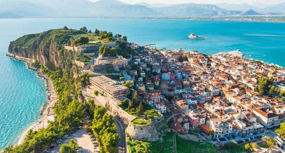 Photo of Panoramic view of the old town of Nafplio with it's beautiful beaches and houses, Greece
