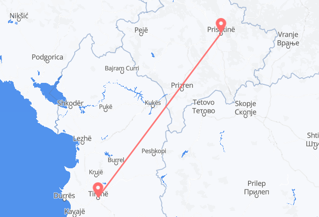Приштина в Тирану