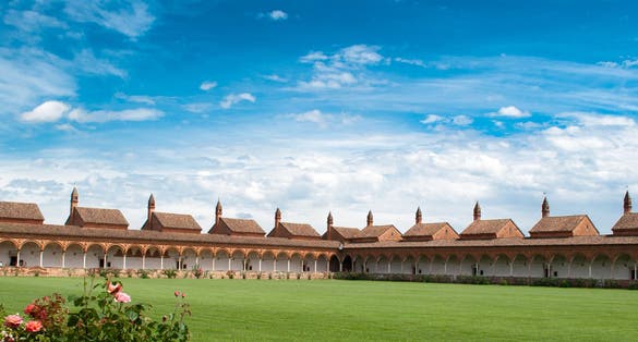 beautiful view of the Charterhouse of Pavia of the Renaissance period