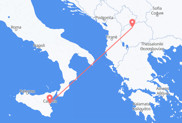 frá Skopje til Catania
