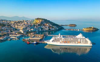 Photo of aerial view of Oludeniz Bay view in Fethiye Town, Turkey.