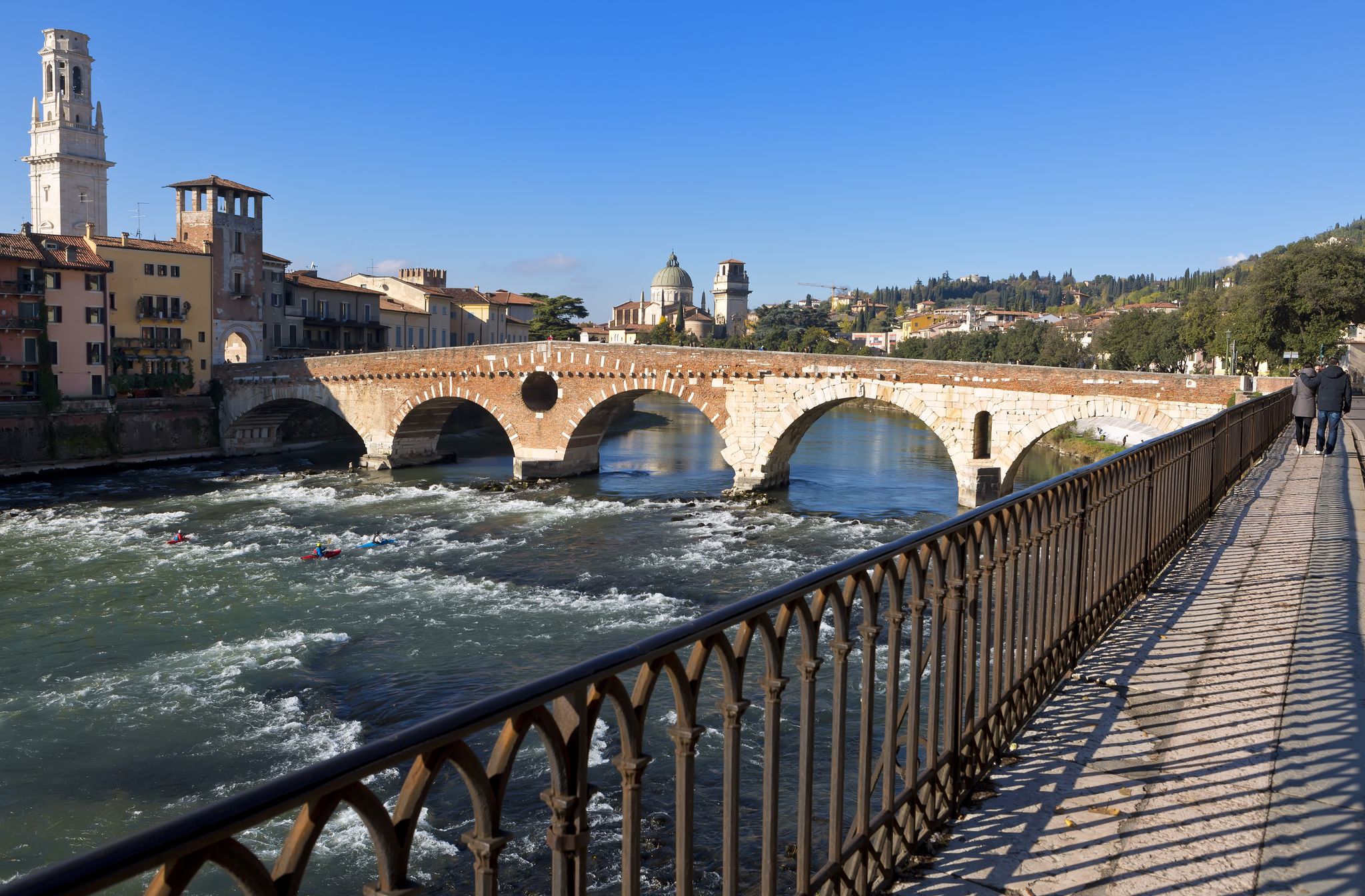 photo of Ponte Pietra (Stone Bridge) in Verona - Italy .