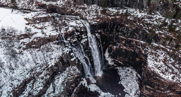 Skjervsfossen waterfall in Hordaland County, Norway