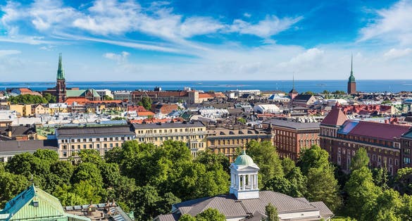 Photo of panoramic aerial view of Helsinki in a beautiful summer day, Finland.