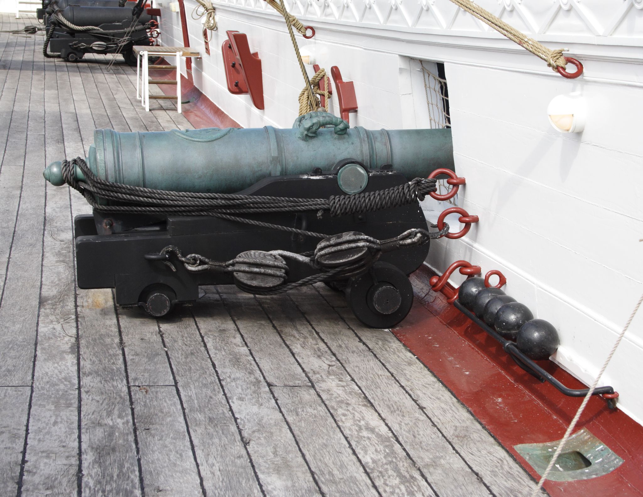 Photo of Old cannon on the Fregatten Jylland, old sailing ship in Denmark.