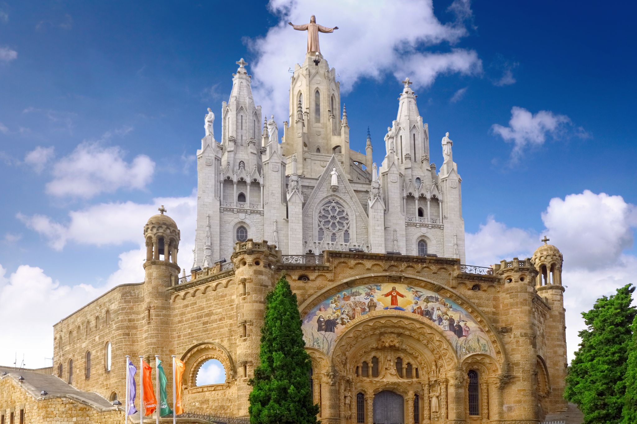 Photo of Temple on mountain top - Tibidabo in Barcelona city. Spain.