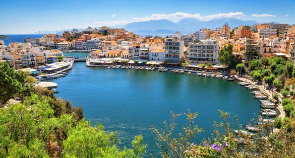Photo of the port in Agios Nikolaos, Greece. 