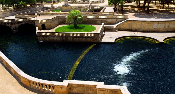 Photo of park Jardin de la Fontaine in city of Nimes in Southern France.