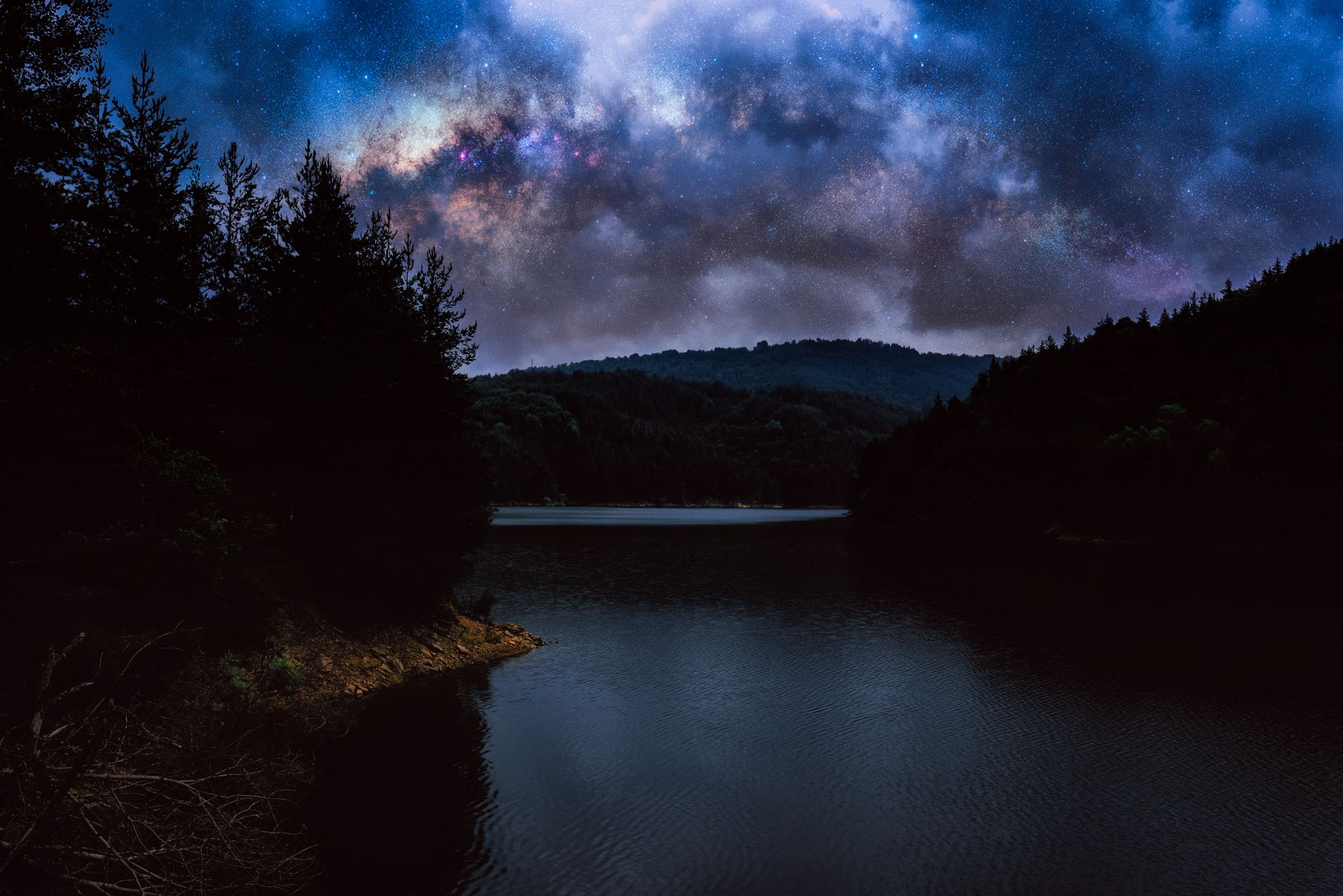 Berovo Lake, Macedonia the amazing nature nightscape and milkyway sky