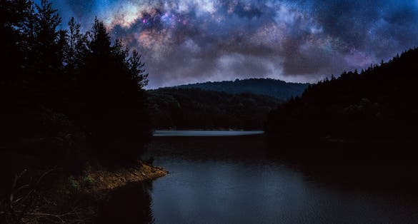 Berovo Lake, Macedonia the amazing nature nightscape and milkyway sky