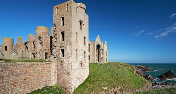 Photo of The ruin of Slains Castle at Cruden bay in Aberdeenshire, Scotland. Built around an existing tower house in 1597.
