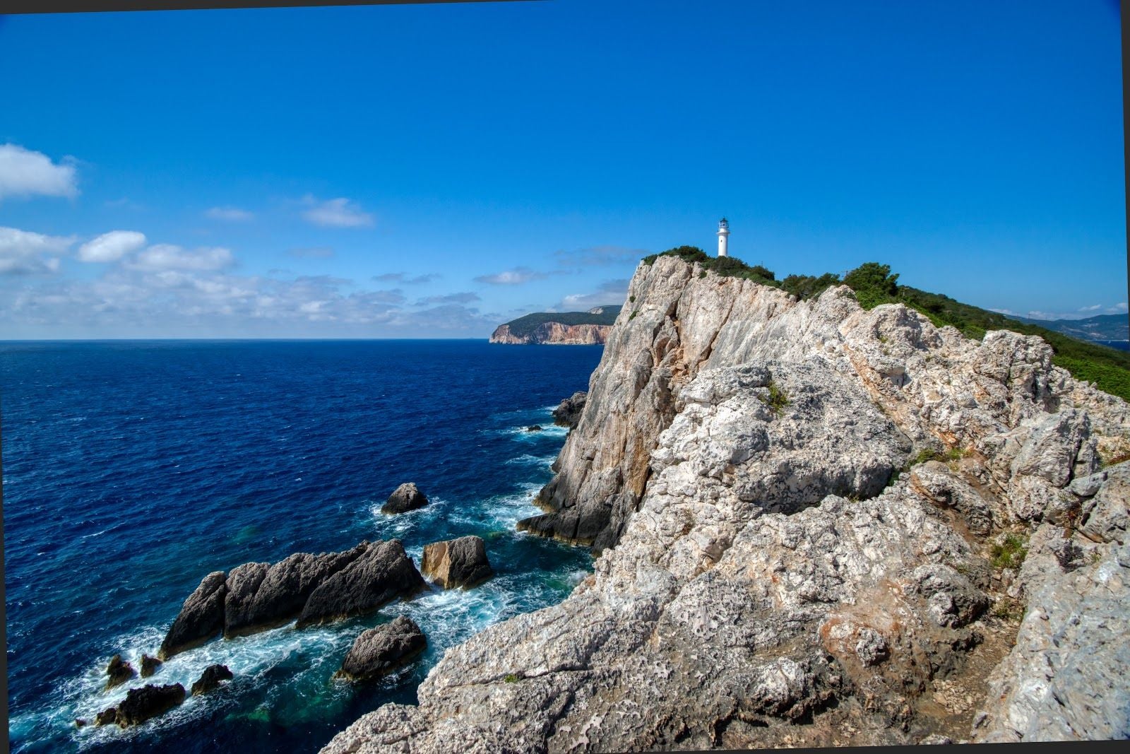 Lighthouse of Cape Lefkada, Κ. Αθανίου, Municipal Unit of Apollonioi, Δήμος Λευκάδας, Lefkada Regional Unit, Ioanian Islands, Peloponnese, Western Greece and the Ionian, Greece