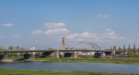 photo of beautiful morning in John Frost bridge in Arnhem, the Netherlands.
