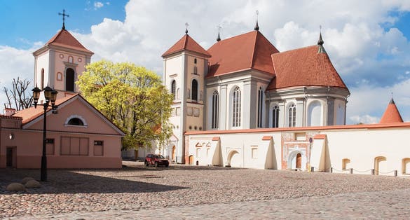 Photo of church of Holy Trinity and Priest Seminary in Kaunas, Lithuania.