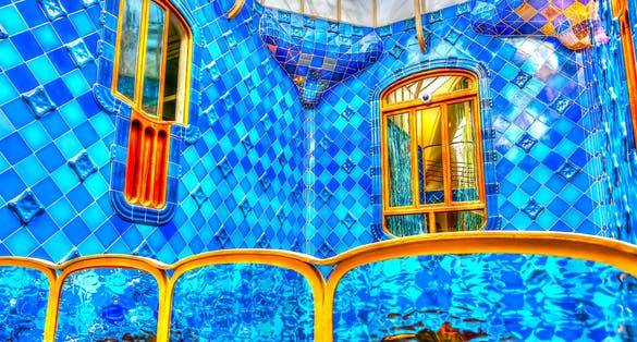 Photo of details from the interior of the famous casa Battlo building designed by Antonio Gaudi in Barcelona, Spain.