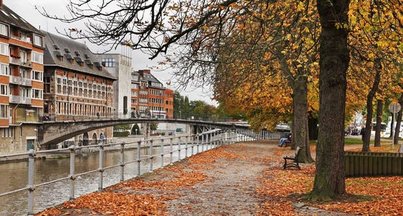 photo of view of Embankment of Sambre river in Namur. Belgium.