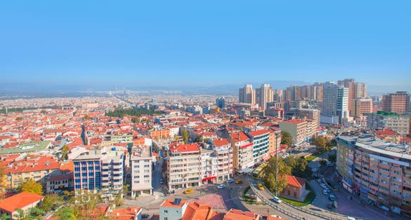 Photo of general aerial view of Bursa city, Turkey.